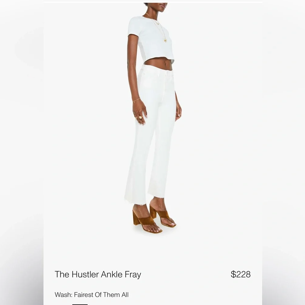 MOTHER Denim Hustler Ankle Fray - White - Picture 1 of 6
